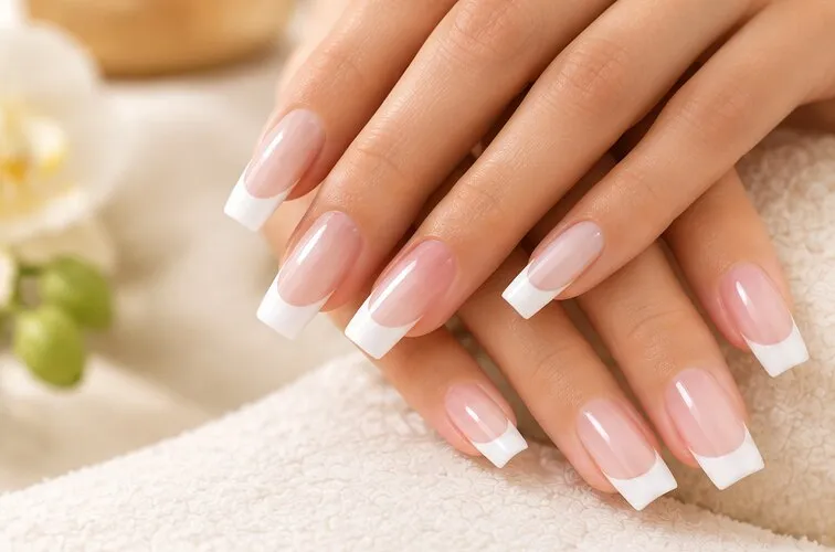 Acrylic full set with white French tips