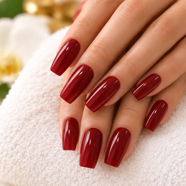 Deep red acrylic nails